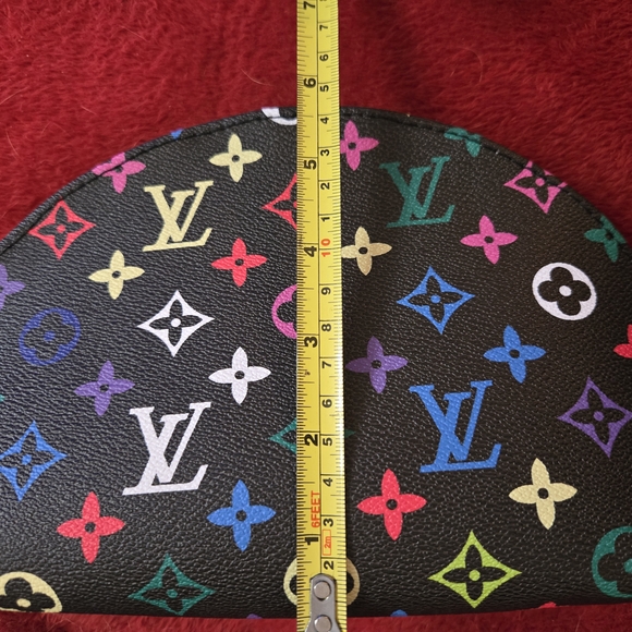 Luxury-Inspired Black Multicolor Monogram Cosmetic Pouch Trio - Picture 5 of 9